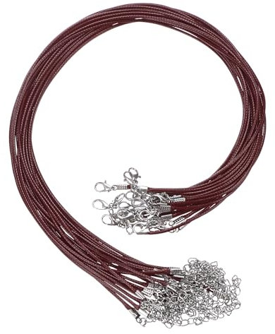 sourcing map 20Pcs Waxed Necklace Cord Bulk Wine 1.5mm Dia 18 Necklace String Rope with Chain Clasp for Pendants Bracelets Jewelry Making Supplies Accessories