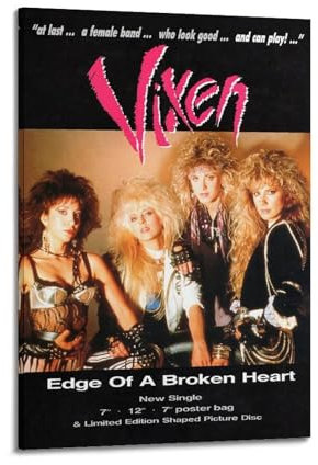Band Album Cover Vixen Musikalbum-Cover, Rock-Wand-Collage-Set, Band-Poster, Raumästhetik, Poster, Albumcover, signierte limitierte Poster, Leinwand-Wandkunst für Wanddekoration, 60 x 90 cm, Rahmen