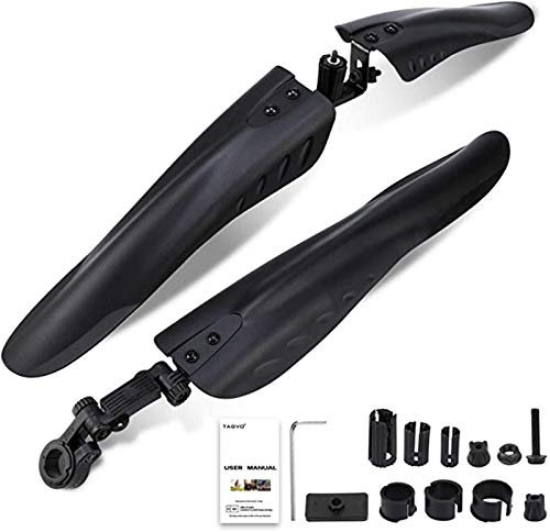 Fahrrad Schutzblech Set, Vorderradund Hinterrad Schutzblech, Universal FahrradschutzblechTragbar Verstellbar, für alle Mountainbike/Rennrad/MTB, Passend für die Größen 24/25/26/27,5/28 Zoll (Schwarz)