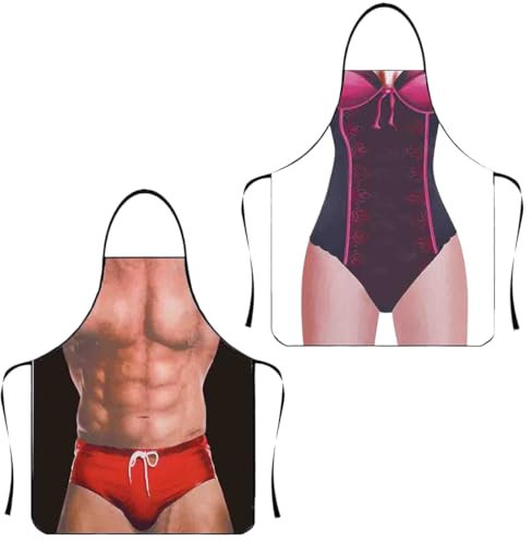 SIVZUMO 2 pcs Lustige Kochschürze Sexy Kreative Männer Schürze Küchenschürze Lustige Herren Grillschürze Schürze als Grill Geschenk für Männer Frauen