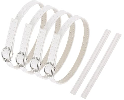 sourcing map 2 Pair Replacement Ankle Strap for Heels Detachable Shoe Straps PU Leather Shoe Bands, Leather White