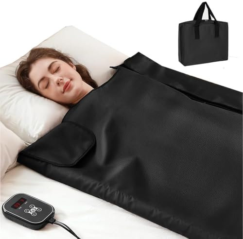 Coperta portatile for sauna a infrarossi lontani, coperta termica for terapia con sauna, coperta for sauna personale for interni con controllo della temperatura da 80 a 176 ℉ con timer da 1 a 60 minut