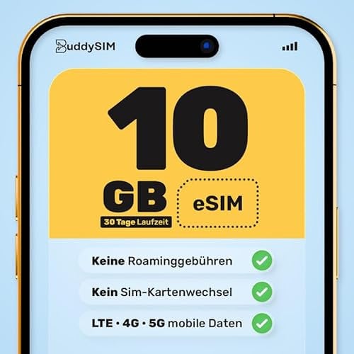 BuddySIM – eSIM Türkei – Digitale SIM-Karte ohne Vertrag – Kompatibel mit iPhone & Android – 5G LTE Highspeed Daten – Aktivierung in 30 Sek. per QR Code – Keine Roaming-Gebühren – Türkei SIM Karte