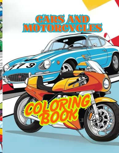 Car and motorcycle coloring book