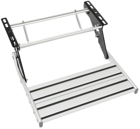 WAPHOERTE Manueller Wohnmobil-Trittstufen Alu-Treppe mit Fußmatte, Klappbare Stufe Stufenbeschläge, Camping Trittstufe für Wohnmobile und Reiseanhänger, Maximale Tragfähigkeit 150 kg