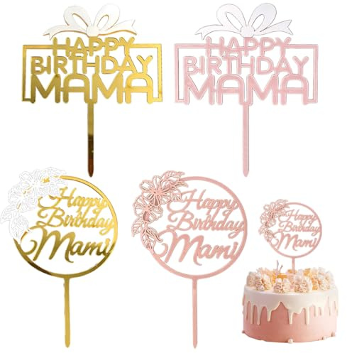 IEBTWN 4 Stück Happy Birthday Tortendeko, Tortendeko Geburtstag, Happy Birthday Cake Topper Für Mama, Mehrfarbig