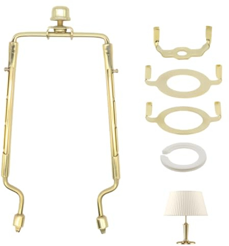 Lamp Shade Harp Holder, 8-Inch Adjustable Height Lamp Harp Kit, Adjustable Lamp Shade Holder for Table and Floor Lamps, Complete Lampshade Fittings Kit, Compatible with E26/E27/E14 Bulb Holders