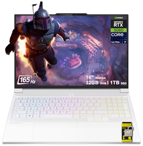 Lenovo Legion 7i Gaming AI Laptop 16 WQXGA 2560x1600 OLED 165Hz Intel 20-core Ultra 7 255HX 32GB RAM 1TB SSD GeForce RTX 5060 GDDR7 (fino a 572 AI TOPS) per tasto RGB retroilluminato HARMAN Wi-Fi7