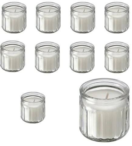 HÖKGÖK Duftkerze MINI 10er Pack (Set) im Glas, Vanille/beige (12 Std.) IKE 206.087.33 (Jämlik Nachfolger)