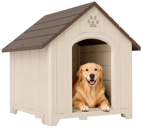 PawHut Hundehütte Hundehaus aus Kunststoff für mittelgroße, große Hunde