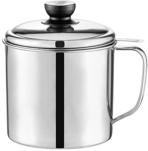LIFKOME Cuve Inox Huile d Olive en Acier Inoxydable 1 L avec Filtre, Récipient D'huile Cuisine Grosse Capacité pour Usage Domestique Cuisine