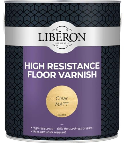 Libéron High Resistance Floor Varnish - Stain & Water Resistant - Non-slip Finish - Protects From Heel Impact And Wear & Tear - Clear Matt - 2.5 Litres
