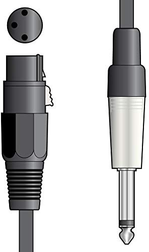 Citronic Classic Microphone Cable Female XLR to Mono 6.3mm Jack Shielded Professional Audio Cable for Studio & Live Use 1.5 Metre Black