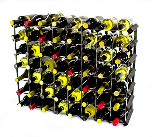 Classic 56 Bottle Wine Rack, Black Stained Wood and Galvanised Metal | Ready Assembled