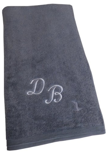Möve Frottier Sauna-Tuch mit Ihrem Wunsch-Monogramm Bestickt, Superwuschel, grau/Stone 850, 80 x 200 cm