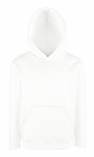 Fruit of the Loom Unisex Kids Premium Hooded Sweat, White, 5-6 Years (Manufacturer Size:26)