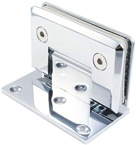 Di Vapor (R) 90 Degree Wall Mounted Shower Door Glass Hinge | Chrome | Plated | Single Sided | Tapered Edges