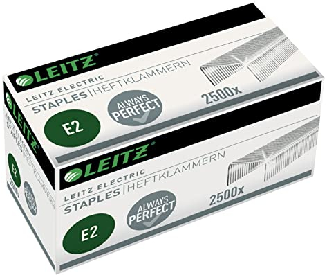 Leitz Electric Heftklammern E2, Verzinkt, 10 x Box mit je 2500 Heftklammern, 55690000