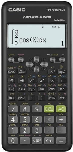 Casio fx-570es Plus – Taschenrechner Desktop-, Akku, Display Calculator, grau, silber, Knöpfe, dot-matrix)