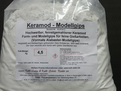 Keramod Modellgips (Alabastergleich). Formen-Gießen-Modellieren. Feinstgemahlen, Weiß. 4,5kg
