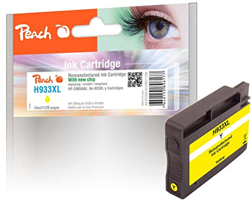Peach H932/933 Druckerpatrone XL gelb ersetzt HP No. 933XL y, CN056A für z.B. HP OfficeJet 6600, HP OfficeJet 6700 Premium, HP OfficeJet 7610 wide format, HP OfficeJet 6600 e-All-in-One