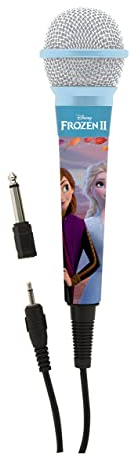 Lexibook- Disney Frozen-Micrófono dínámico con Conector 3,5 mm y Adaptador de 6,3 mm, Ideal para Karaoke MIC100FZ niños, Juguete Musical, Cable Largo, incluidos, sensibilidad Alta, Azul, Color
