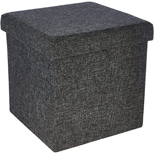 Seville Classics Faltbarer Sitzhocker mit Stauraum (2er-Set), 40 x 40 x 40 cm