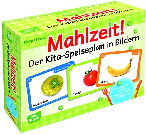 Mahlzeit! Der Kita-Speiseplan in Bildern: Fotokartei mit 232 Lebensmitteln, Register und Blankokarten zum Download. Mit Bildkarten Lebensmittel kennenlernen und den Wochenspeiseplan entdecken
