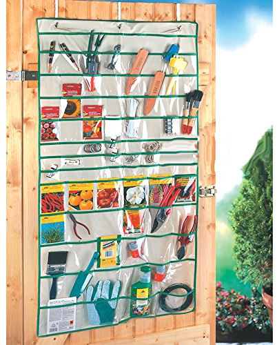 WENKO Garten-Organisierer, Beige mit grünen Paspeln, 117.5 cm x 60.5 cm
