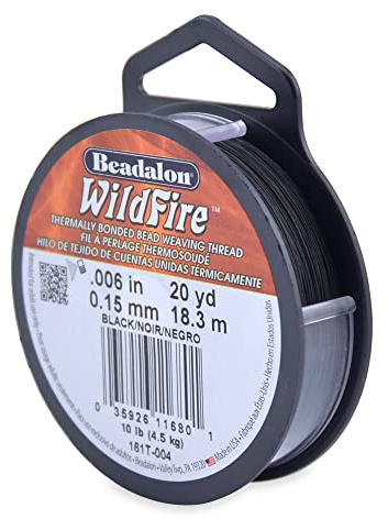 Beadalon Wildfire, 0.006 in, 0.15 mm, Break Strength 10 lb / 4.5 kg, Black, 20 yd / 18 m