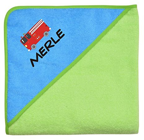 Wolimbo Kapuzenhandtuch personalisiert mit Namen und Motiv - grün-türkis - 140x140 cm - für Baby und Kinder