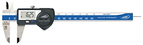 HELIOS-PREISSER 1320516 Digitaler Taschenmessschieber, RS232 plus Digimatic Data Variable, rundes Tiefenmaß, 150 mm