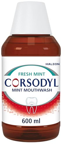 Corsodyl Fresh Mint Mouthwash, Gum Disease Treatment, Adults, 600 ml | Chlorhexidine digluconate mouthwash, for gingivitis, bleeding gums, mouth ulcers, post dental treatment care