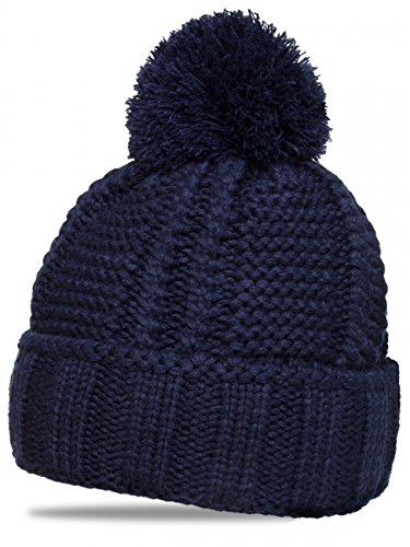 Caspar MU127 Gefütterte Damen Bommelmütze, Farbe:dunkelblau, Größe:One Size