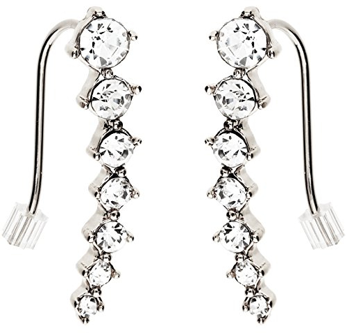 MYA art Damen Ohrklemme Ear Cuff Ohrringe Vergoldet 7 Zirkonia Silber Weiß Klein MYAWGOHR-29
