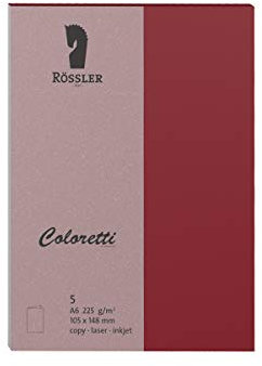Rössler 220706572 - Coloretti Karten, 220 g/m², DIN A6 hd, rosso, 5 Stück