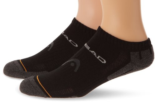 HEAD Performance Sneaker Cut Branded Sport Socks (Pack of 2) - Black, UK 2.5-5