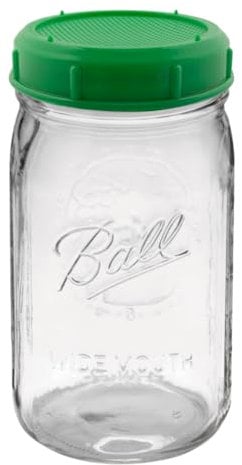 Brow Farm Sprouting Jar & Lid Set – 800 ml Wide-Mouth Glass Jar with BPA-Free Sprouting Lid | For Sprouting, Rinsing & Draining Seeds, Beans & Microgreens at Home