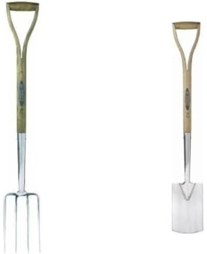 Spear & Jackson - Traditional Border Fork & Spear & Jackson Traditional Stainless Steel Border Spade with 712mm Wooden Handle Set