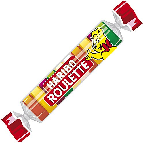 HARIBO Lot de 45 Rouleaux de 10 Bonbons Gélifiés aux fruits ROULETTE 25 g