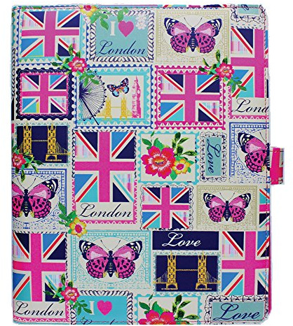 Accessorize Love London Fashion Universal iPad Folio Case Cover with Built-In Stand for iPad 2/3/4, iPad Air/Air 2