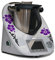 Aufkleber für den Thermomix TM5 - Hibiskus mit Ranke lila anthrazit