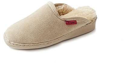 Reissner Lammfelle | Engel Hausschuhe Malta | Pantoffel | Veloursleder | Innenfutter echtes Merino Lammfell | erhöhter Absatz | 36 beige