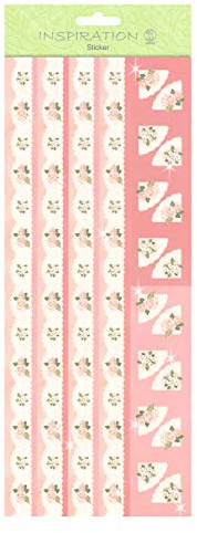 Ursus 59700014 - Flat Sticker, Borders, altrosa, flache gut haftende Sticker, teilweise mit Glittereffekt, selbstklebend, zum Verzieren von Grußkarten, Scrapbooking und für andere Bastelarbeiten