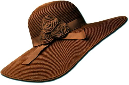 Sakkas EH62LF - Schlapphut mit breiter Krempe, UPF 50+, 100% Papierstroh, Blumenakzent, Braun/Einheitsgröße