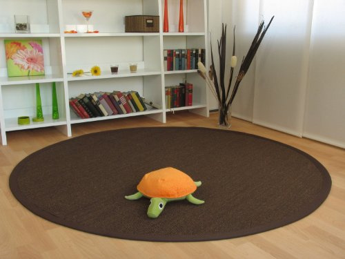 Astra Sisal Teppich Manaus mit Bordüre Farbe dunkel braun Coffee 100% Sisal - 18 Größen, Größe: 160 cm rund