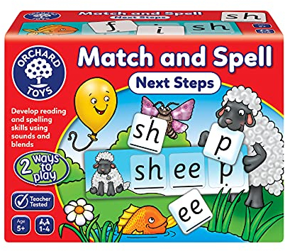 Orchard Toys Match and Spell Next Steps, Educational Spelling Game Age 5+, Helps Teach Phonics and Word Building using Sounds and Blends.