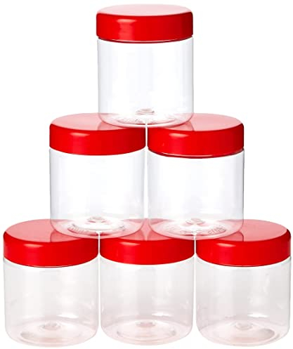 Sunpet J0100 100ml Small Plastic Food Storage Canisters, Red, pack of 6