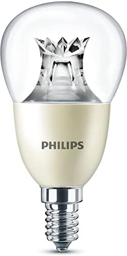 Philips Ampoule LED Sphérique Culot E14, 8W équivalent 60W, Blanc Chaud 2700K, Claire, Compatible Variateur