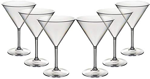 Set of 6 Unbreakable Reusable Polycarbonate Plastic Cocktail/Martini/Sweet Glasses (Vol 7oz) Realistic Alternative to Glass